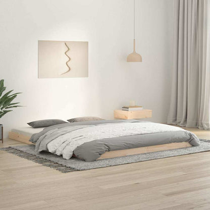Bed Frame without Mattress Solid Wood Pine Length 200 cm Natural 160 cm