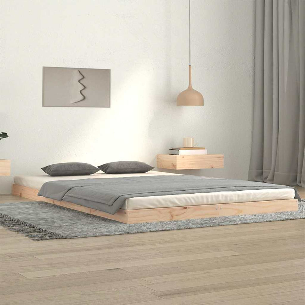 vidaXL Bed Frame without Mattress Solid Wood Pine Length 200 cm Natural