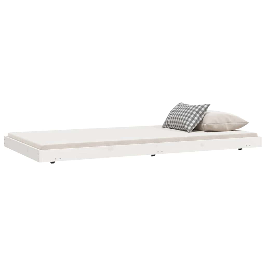 Bed Frame without Mattress Solid Wood Pine White 100 cm 200 cm