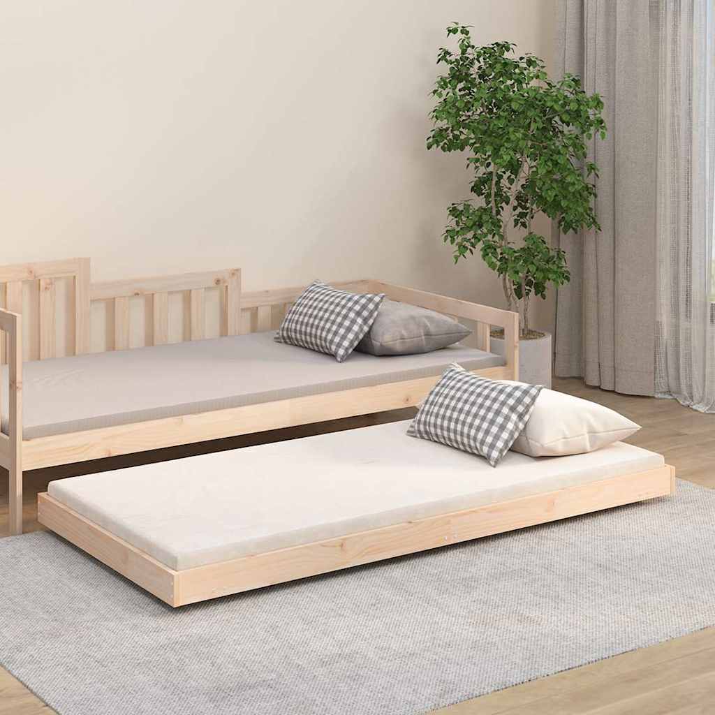 Bed Frame without Mattress Solid Wood Pine Natural 75 cm 190 cm