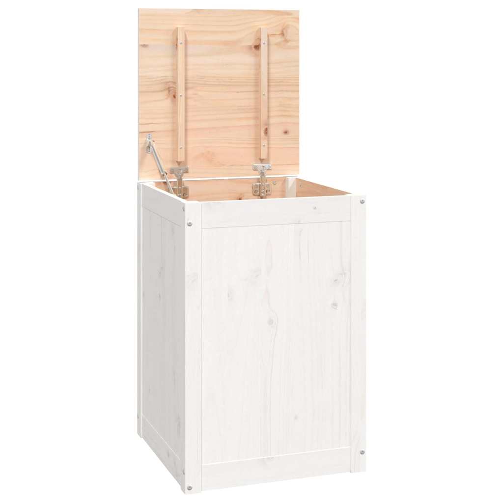 Laundry Box Solid Wood Pine White 44 x 44 x 66 cm