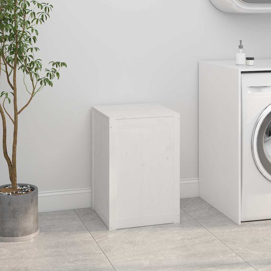 Laundry Box Solid Wood Pine White 44 x 44 x 66 cm