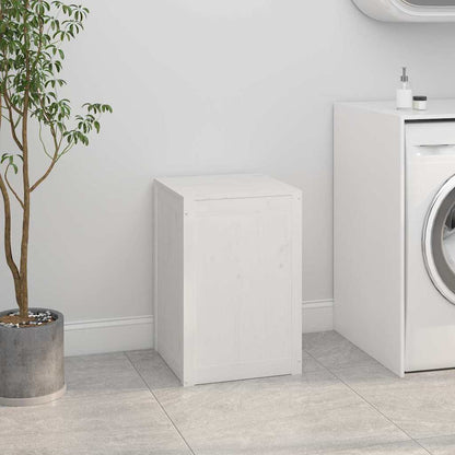 Laundry Box Solid Wood Pine White 44 x 44 x 66 cm