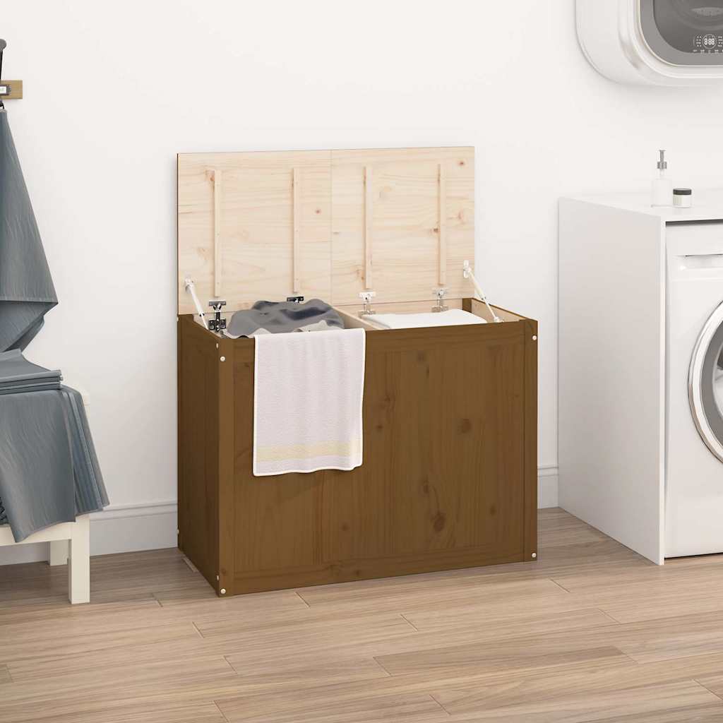 Laundry Box Solid Wood Pine Honey brown 88.5 x 44 x 66 cm