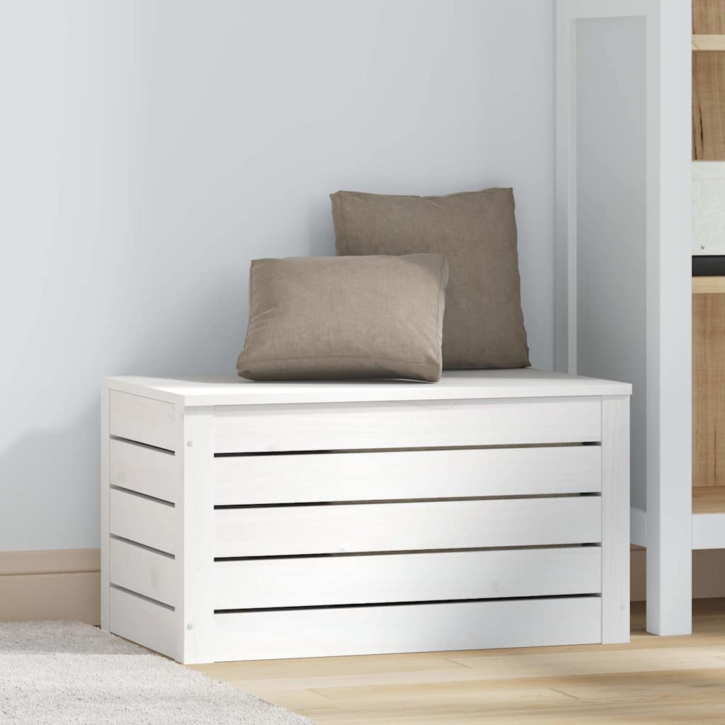 Storage Box 89x36,5x33 cm Solid Wood Pine White 59.5 x 36.5 x 33 cm