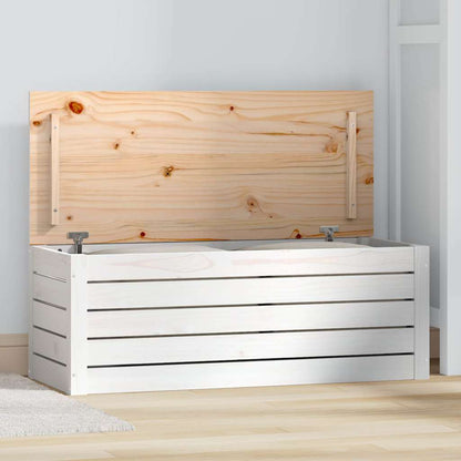 Storage Box 89x36,5x33 cm Solid Wood Pine White 89 x 36.5 x 33 cm