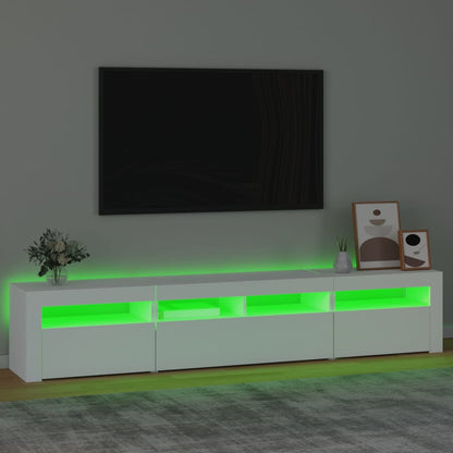 TV Cabinet with LED Lights 210x35x40 cm White