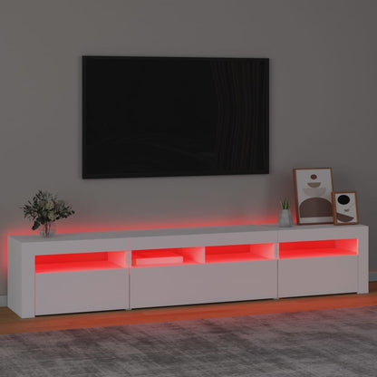 TV Cabinet with LED Lights 210x35x40 cm White