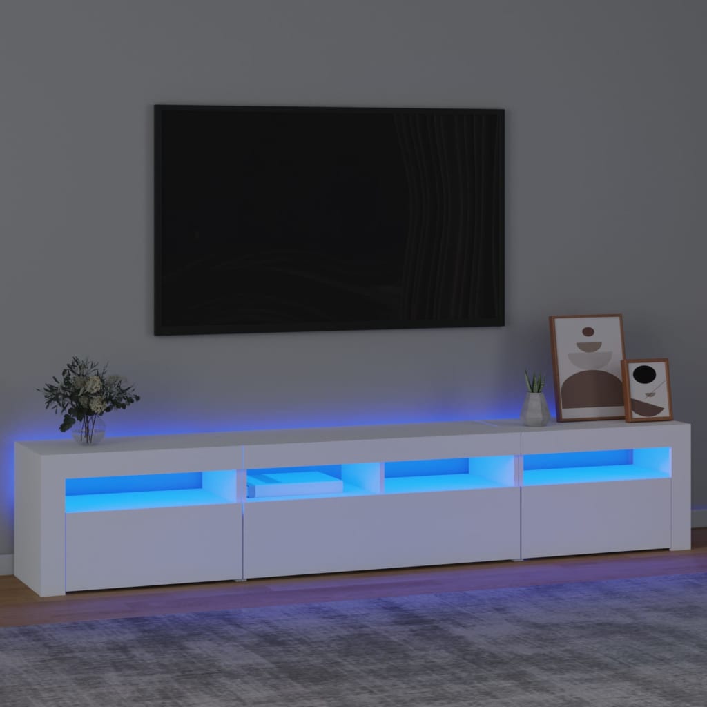 TV Cabinet with LED Lights 210x35x40 cm White