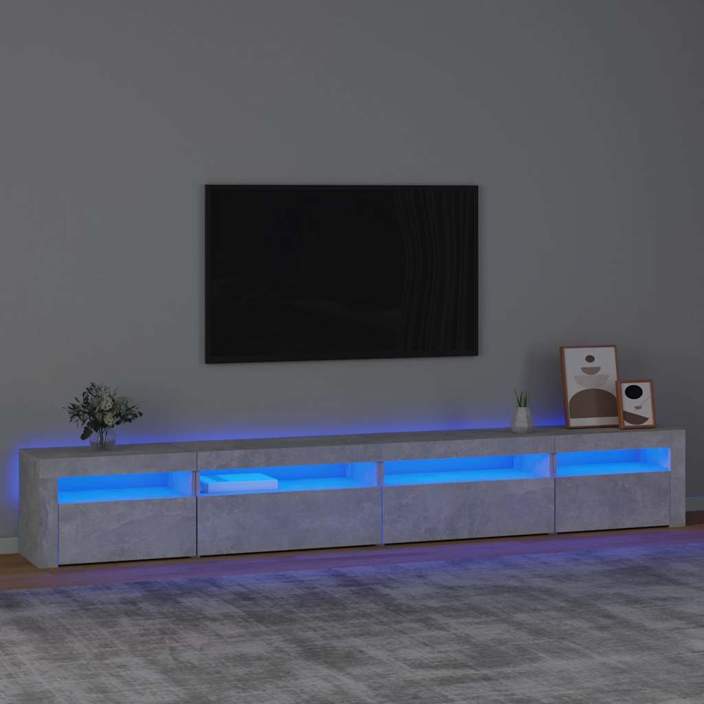 TV Cabinet with LED Lights 270x35x40 cm Concrete grey 270 cm