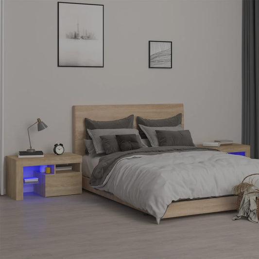 Bedside Cabinets 2 pcs with LED Lights 70x36,5x40 cm Sonoma oak
