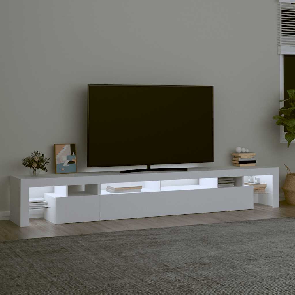 TV Cabinet with LED Lights 260x36.5x40 cm 2 pcs White 260 cm