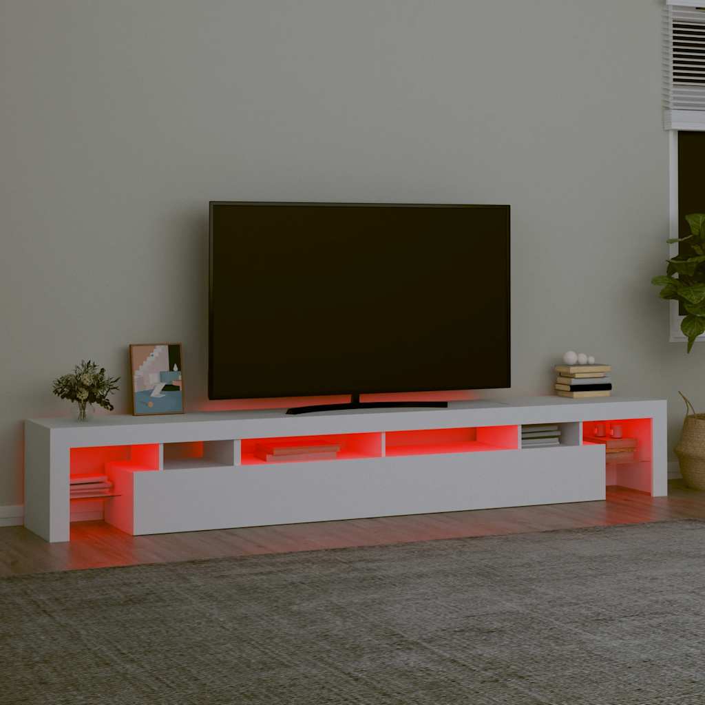 TV Cabinet with LED Lights 260x36.5x40 cm 2 pcs White 260 cm