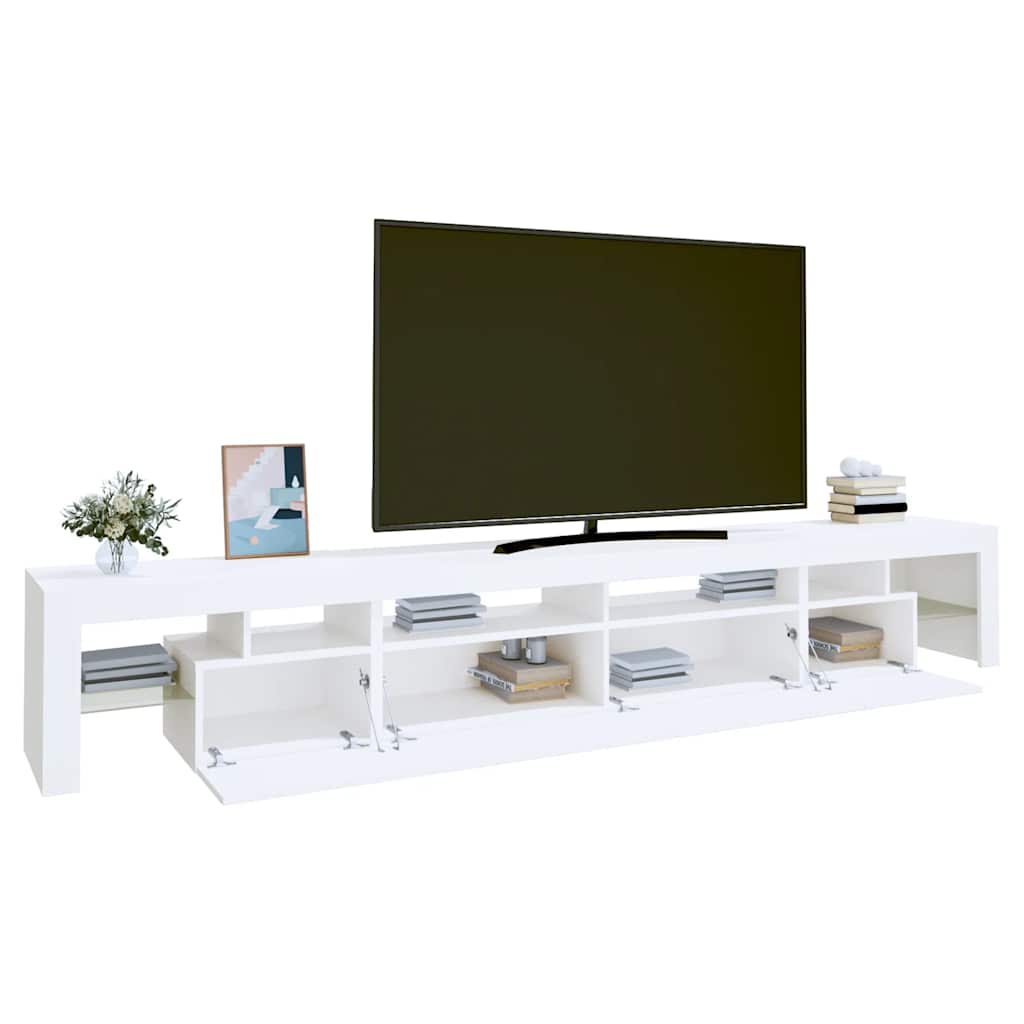 TV Cabinet with LED Lights 260x36.5x40 cm 2 pcs White 260 cm