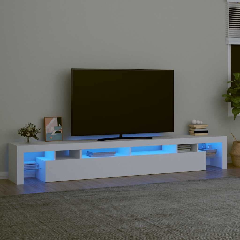 TV Cabinet with LED Lights 260x36.5x40 cm 2 pcs White 260 cm