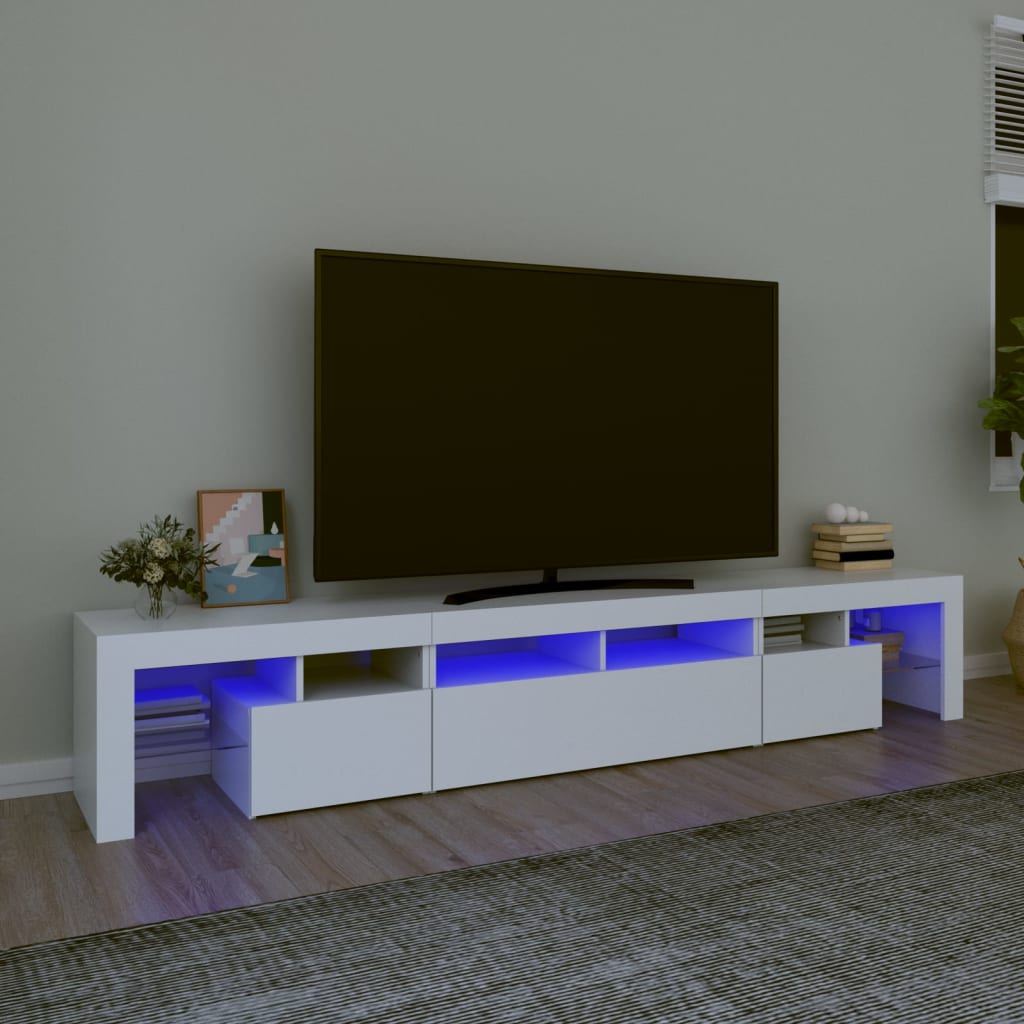 TV Cabinet with LED Lights 260x36.5x40 cm 2 pcs White 230 cm