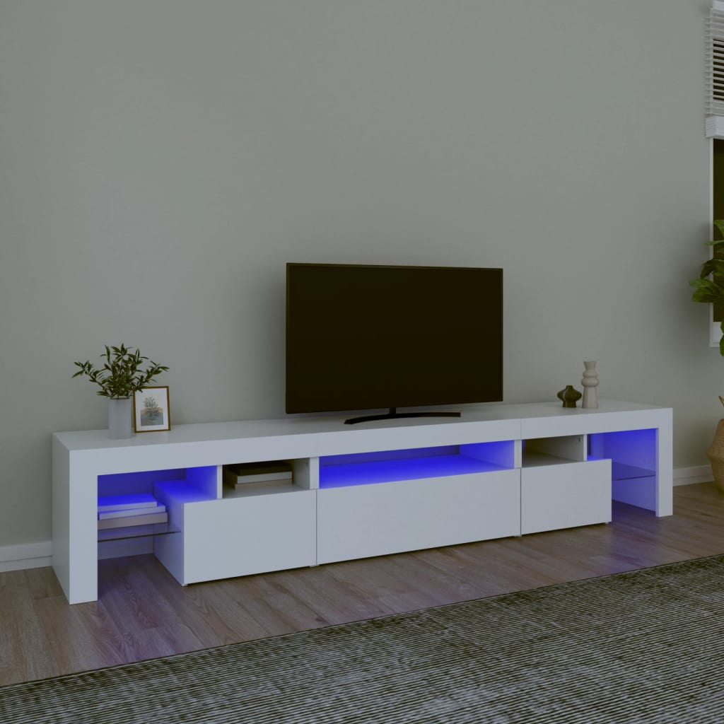 TV Cabinet with LED Lights 260x36.5x40 cm 2 pcs White 215 cm