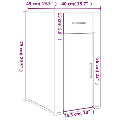 vidaXL Desk Cabinet White 40x49x75 cm Engineered Wood