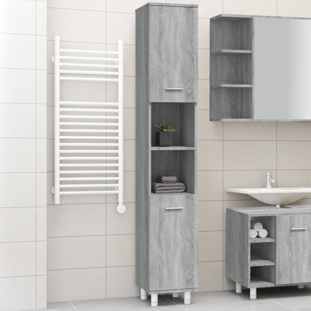 Bathroom Cabinet 30x30x179 cm Engineered Wood Grey sonoma