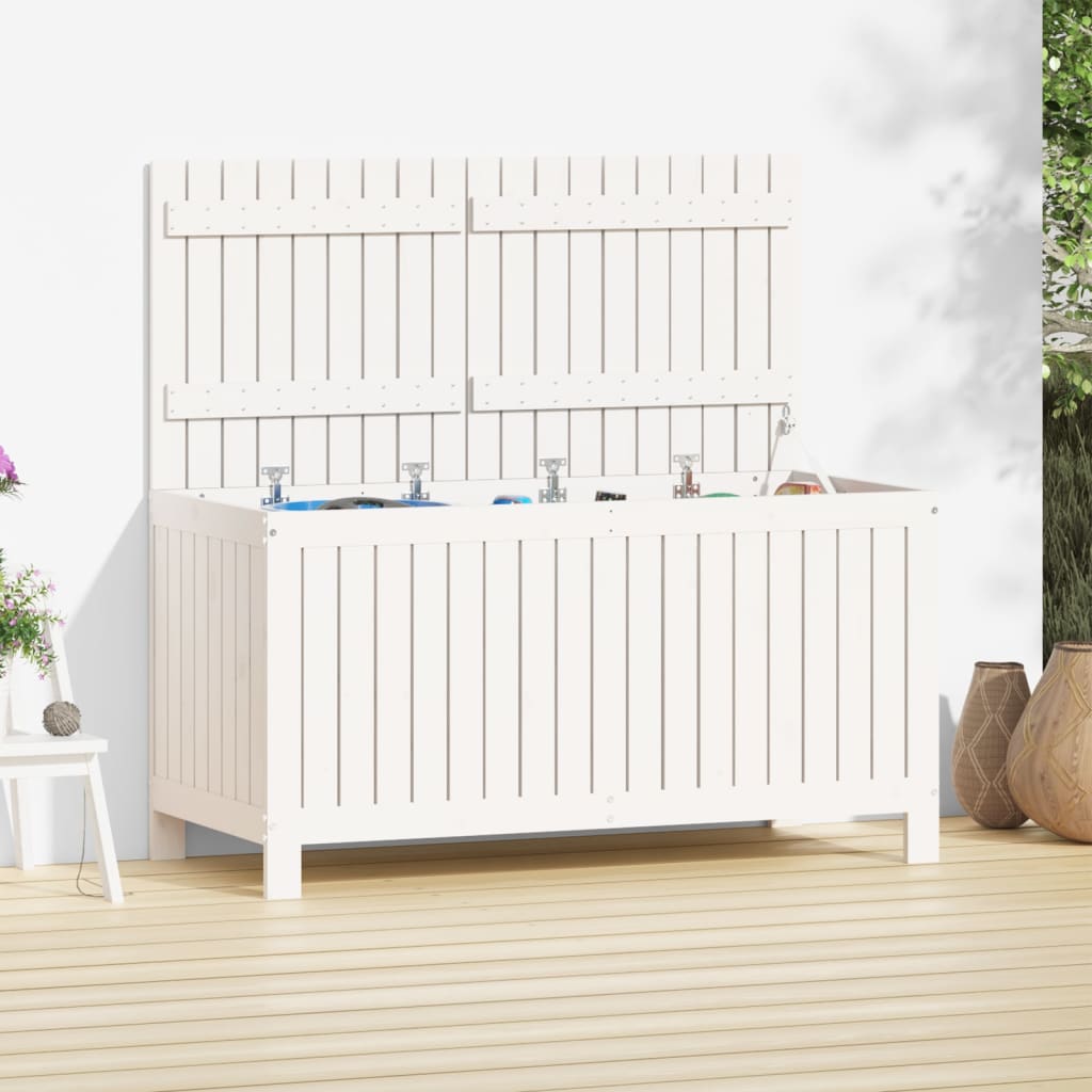 Garden Storage Box Solid Wood Pine Height 64 cm White pine 121 cm 55 cm