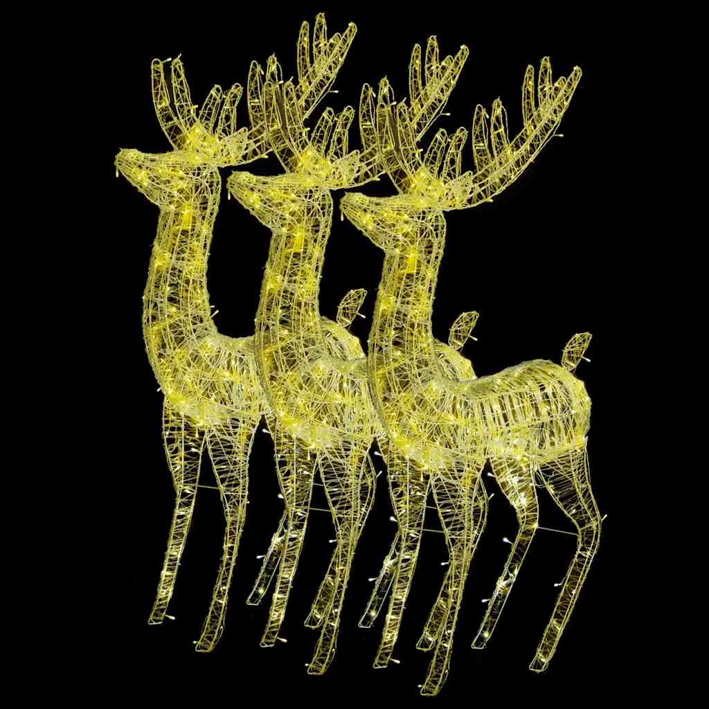 vidaXL XXL Acrylic Christmas Reindeers 250 LED 3 pcs 180 cm Warm White 3