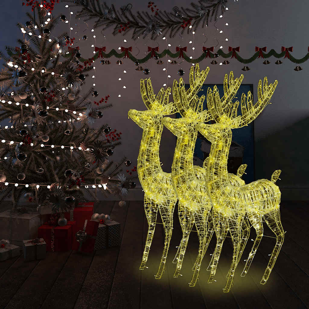vidaXL XXL Acrylic Christmas Reindeers 250 LED 3 pcs 180 cm Warm White 1