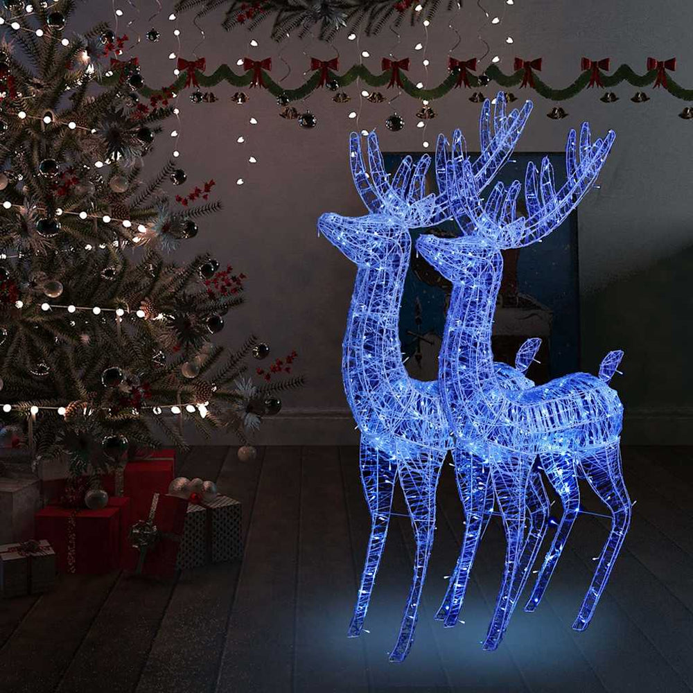 vidaXL XXL Acrylic Christmas Reindeers 250 LED 180 cm 2 pcs Width 96 cm