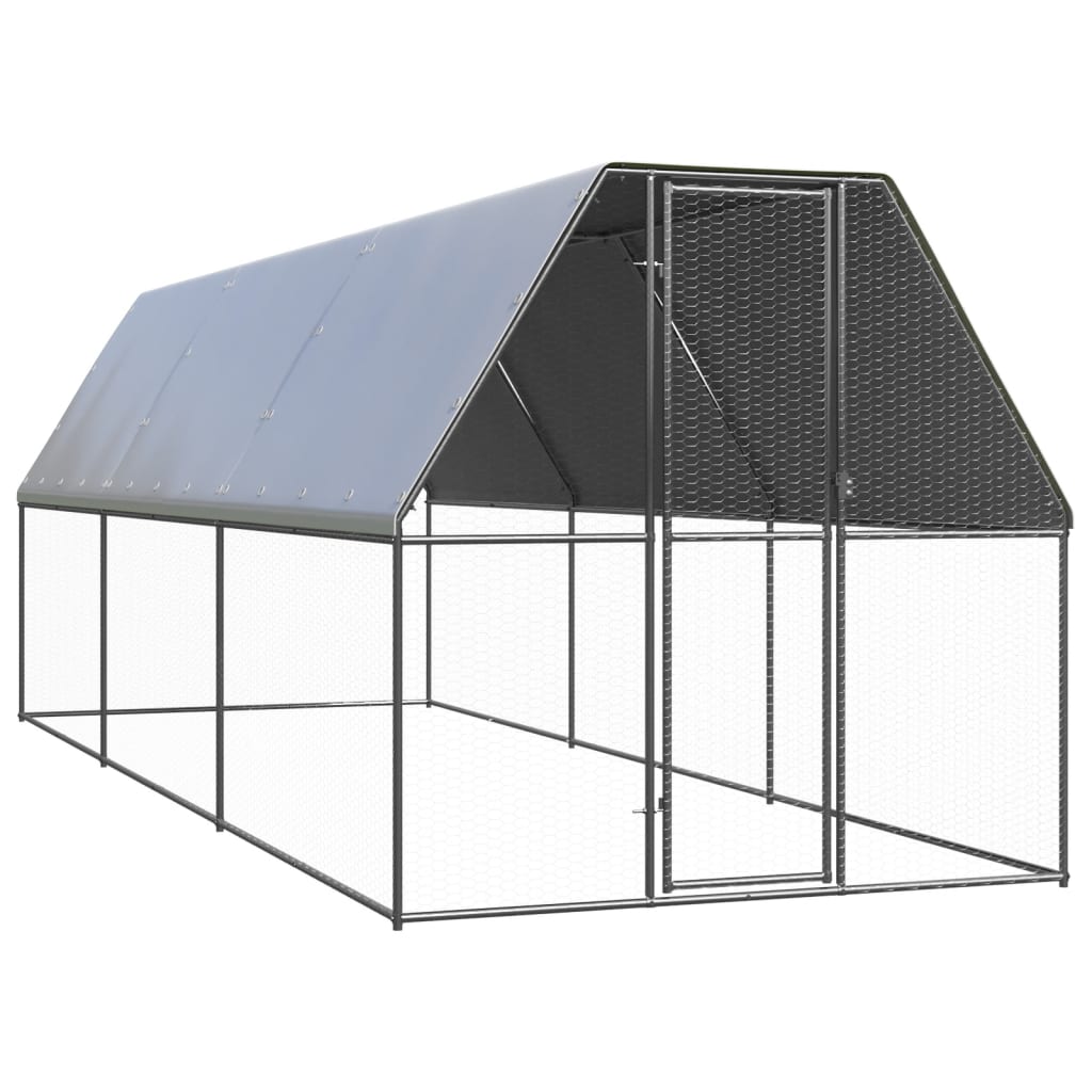 vidaXL Outdoor Chicken Cage Galvanised Steel