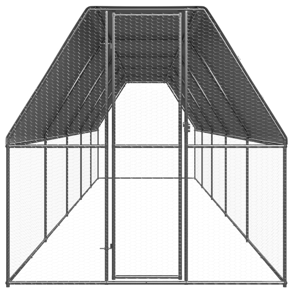 vidaXL Outdoor Chicken Cage 2x10x2 m Galvanised Steel 2
