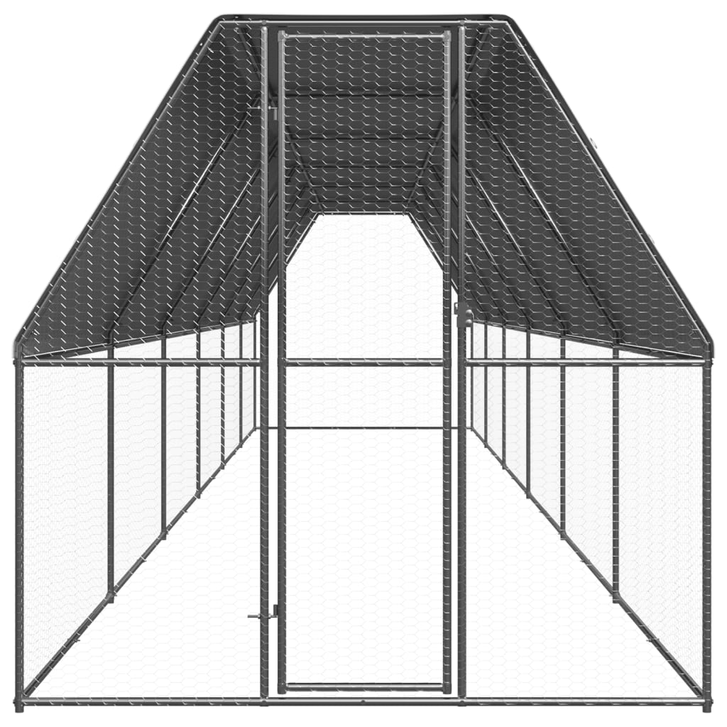 vidaXL Outdoor Chicken Cage 2x12x2 m Galvanised Steel 2