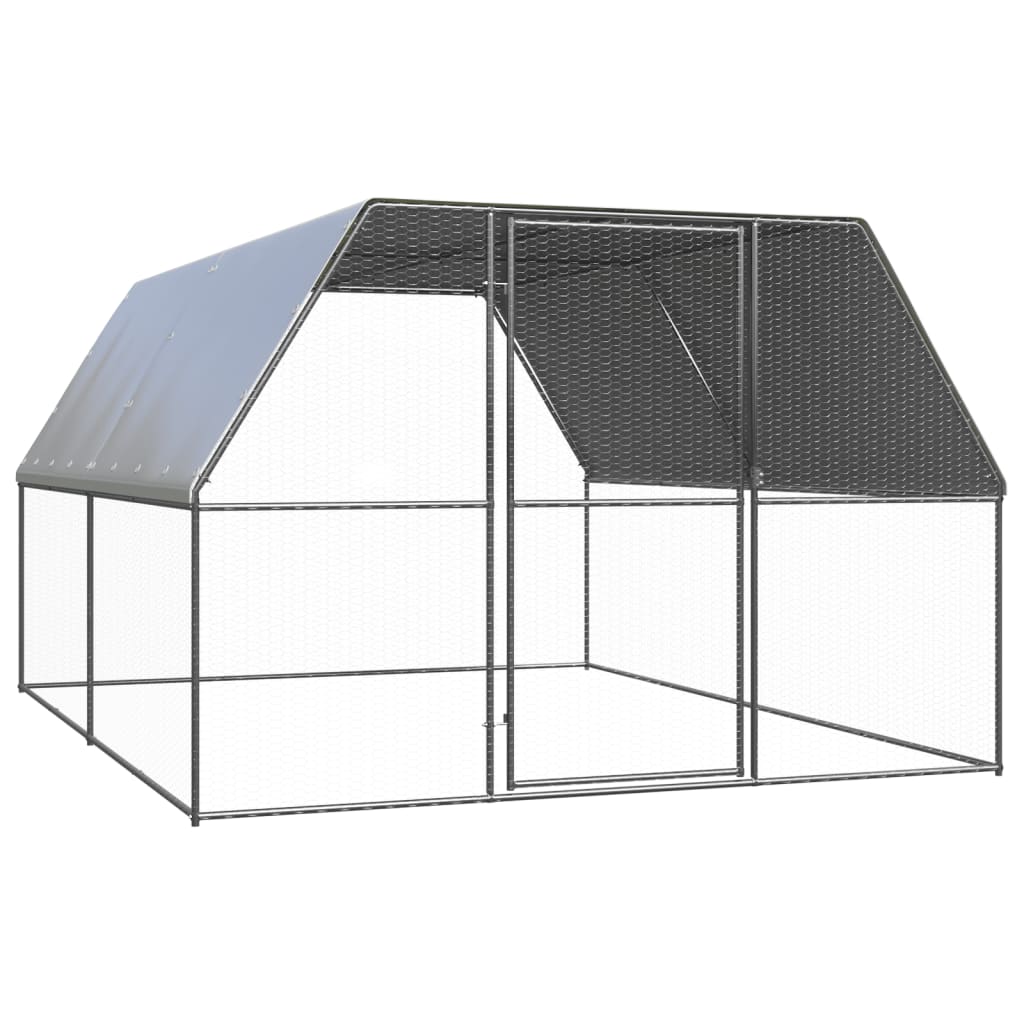 vidaXL Outdoor Chicken Cage Galvanised Steel