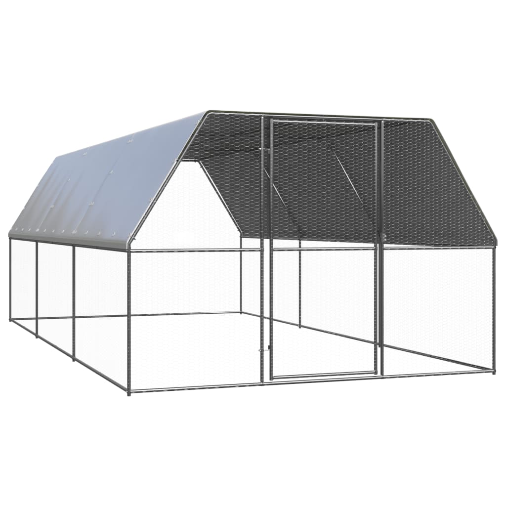 vidaXL Outdoor Chicken Cage Galvanised Steel