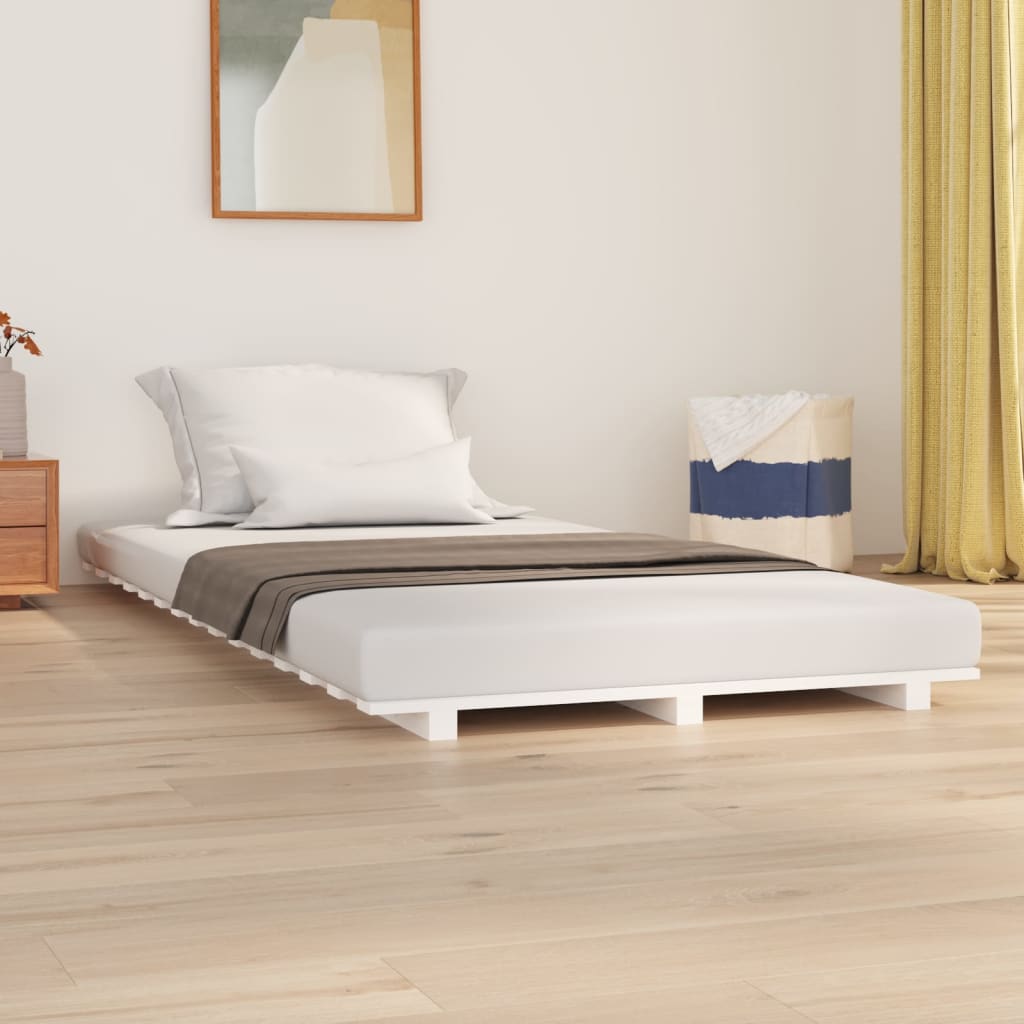 Bed Frame without Mattress Solid Wood Pine Length 200 cm White 100 cm