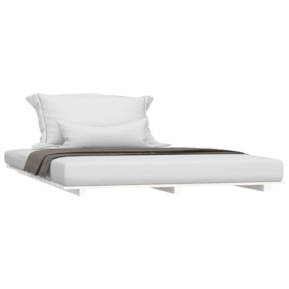 Bed Frame without Mattress Solid Wood Pine Length 200 cm White 120 cm