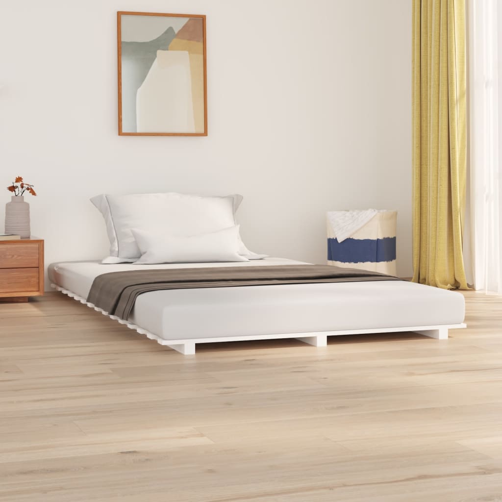 Bed Frame without Mattress Solid Wood Pine Length 200 cm White 150 cm