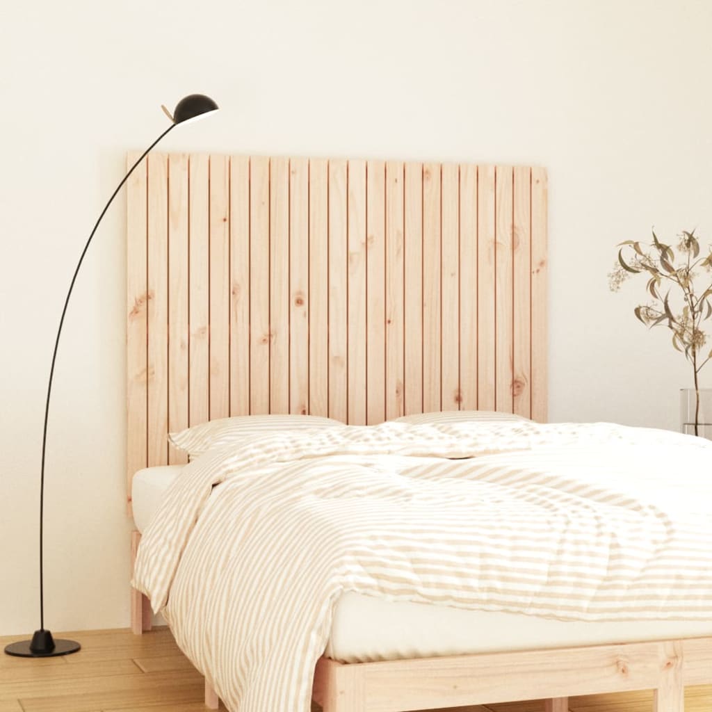 Wall Headboard 108x3x110 cm Solid Wood Pine Natural 140 cm