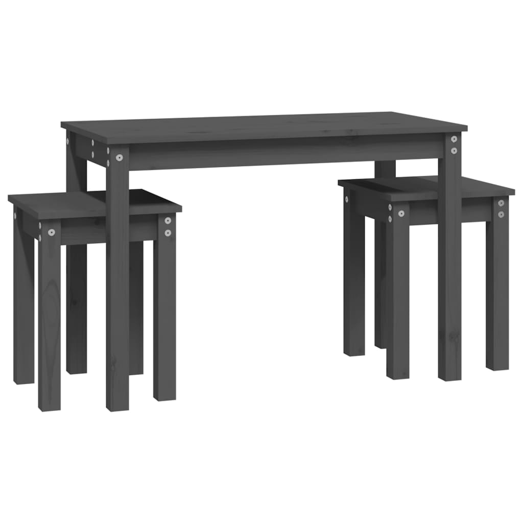 vidaXL Nesting Tables 3 pcs Grey Solid Wood Pine