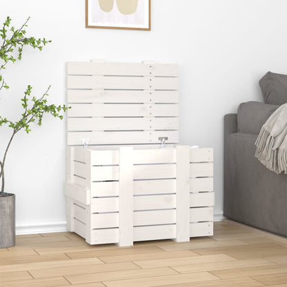 Storage Box 58x40,5x42 cm Solid Wood Pine White 58 x 40.5 x 42 cm