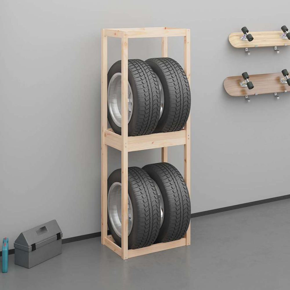 vidaXL Tire Rack Solid Wood Pine