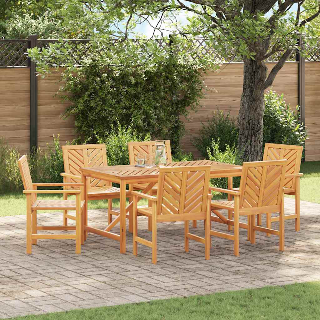 vidaXL Garden Dining Set 7 pcs Brown Solid Acacia Wood 1