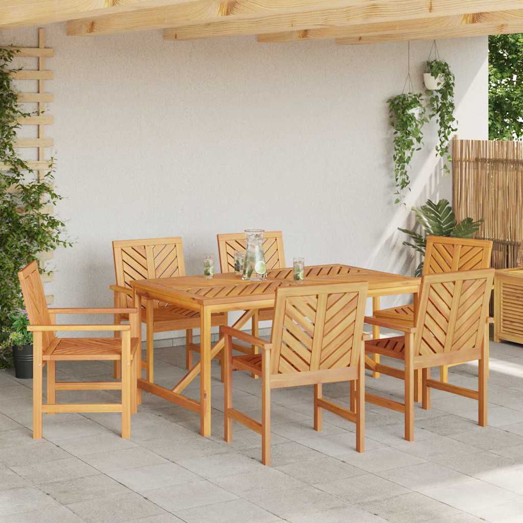 vidaXL Garden Dining Set 7 pcs Brown Solid Acacia Wood 4