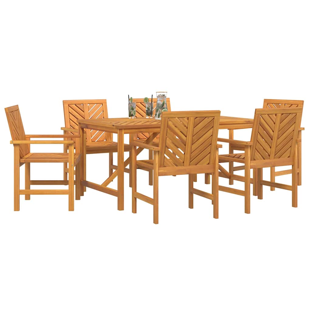 vidaXL Garden Dining Set 7 pcs Brown Solid Acacia Wood 3