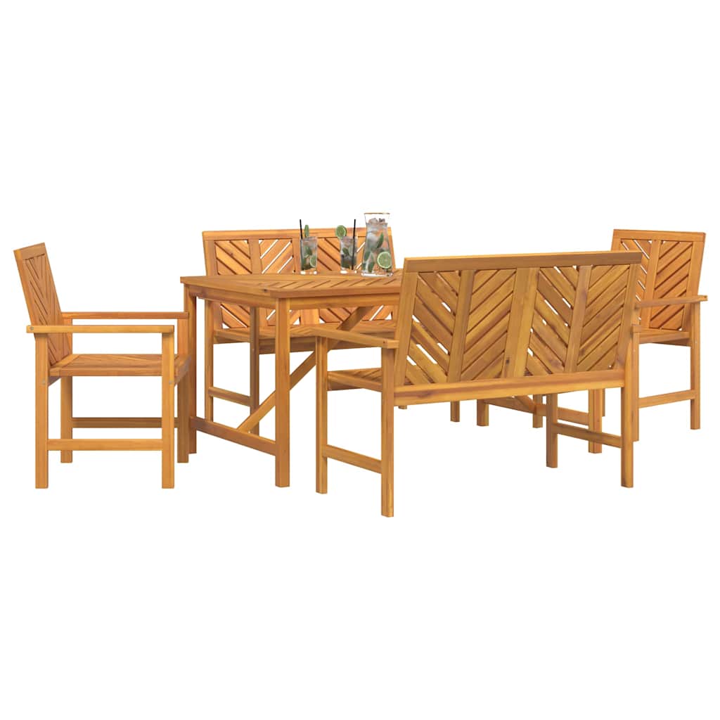 vidaXL Garden Dining Set 5 pcs Brown Solid Acacia Wood 3
