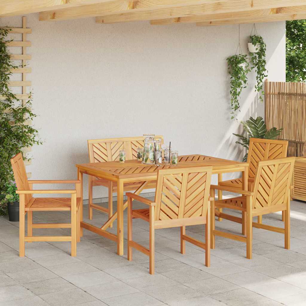 vidaXL Garden Dining Set 6 pcs Brown Solid Acacia Wood 4