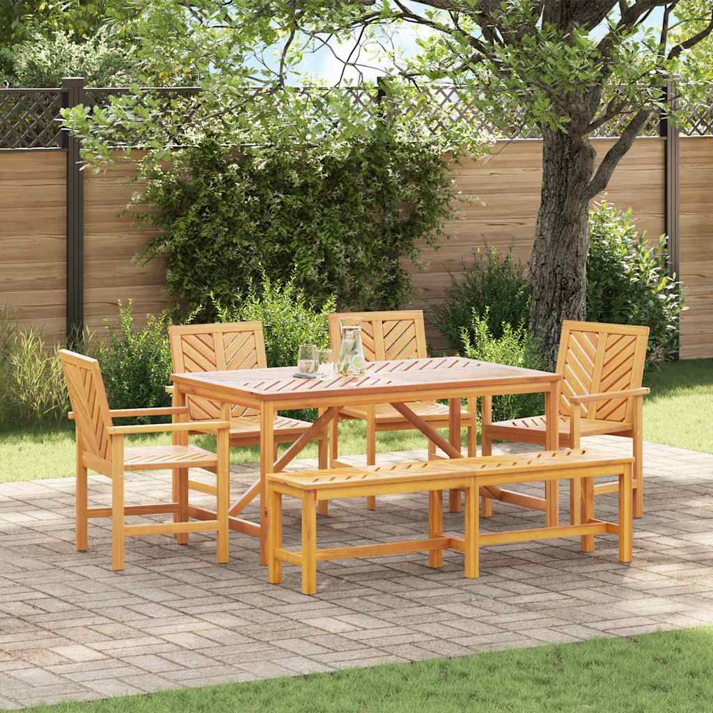 vidaXL Garden Dining Set 6 pcs Brown Solid Acacia Wood 1