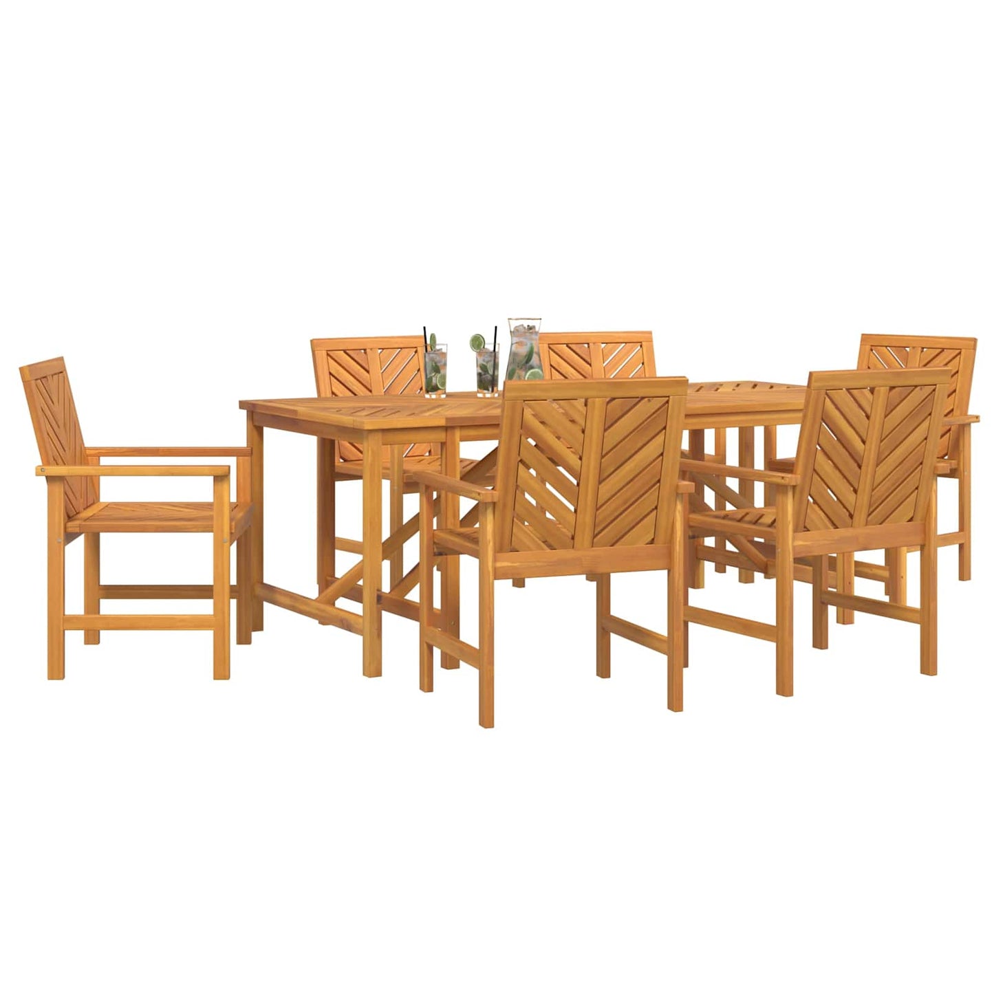 vidaXL Garden Dining Set 7 pcs Brown Solid Acacia Wood 3