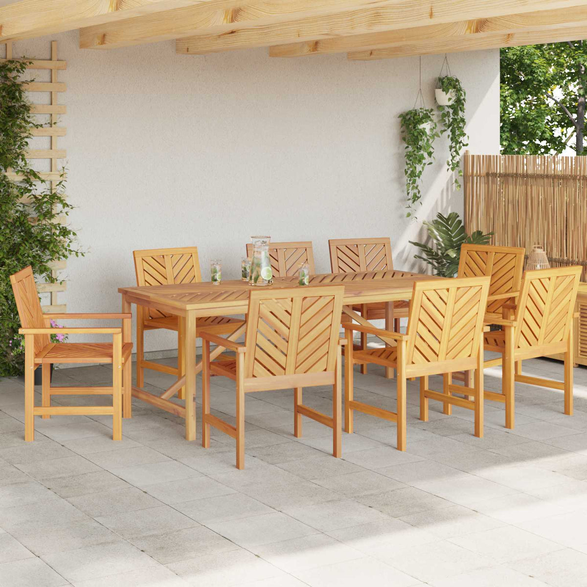 vidaXL Garden Dining Set 9 pcs Brown Solid Acacia Wood 4
