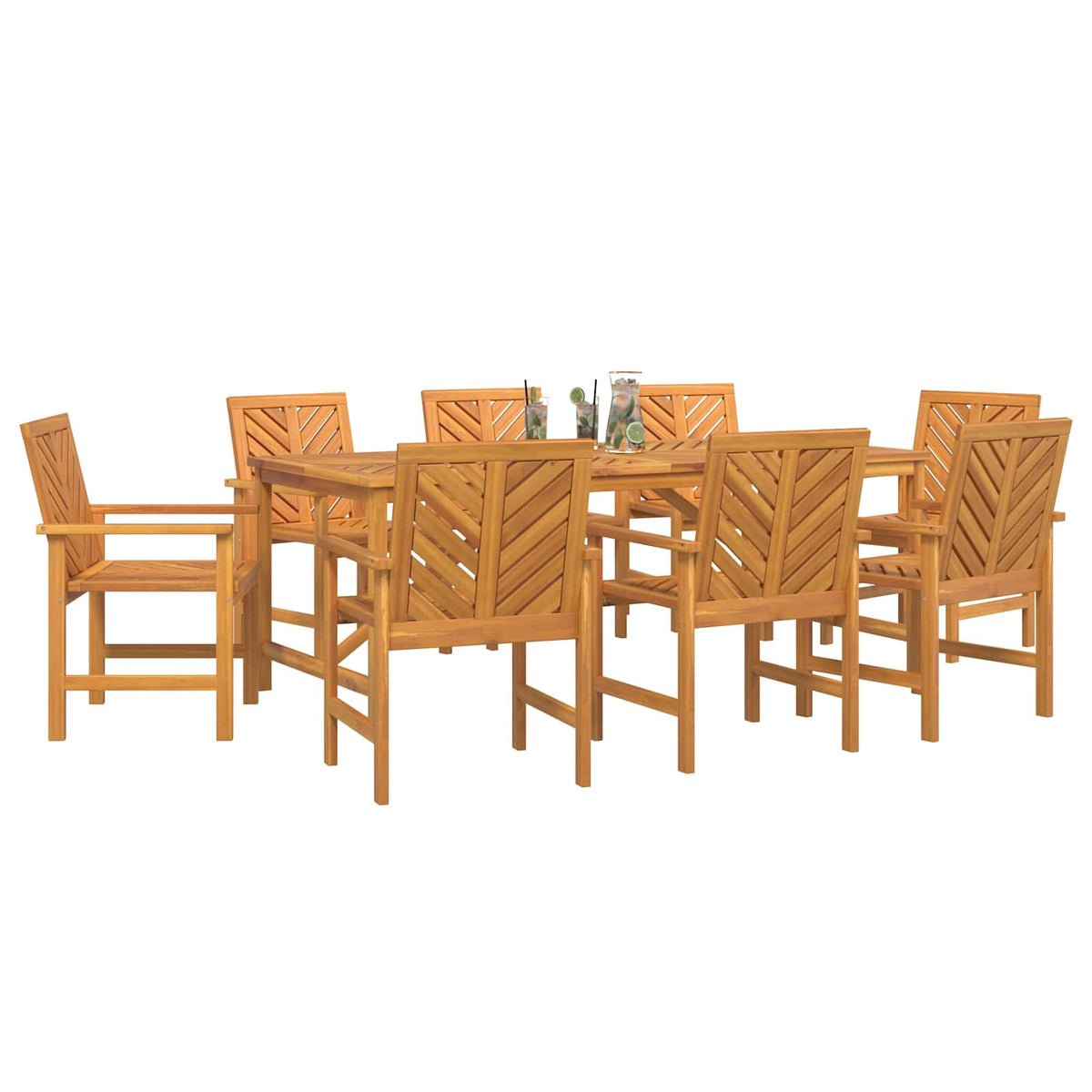 vidaXL Garden Dining Set 9 pcs Brown Solid Acacia Wood 3
