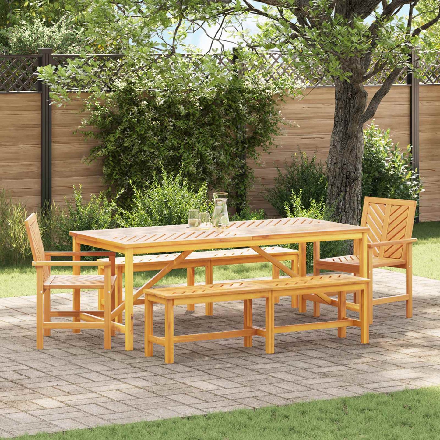 vidaXL Garden Dining Set 5 pcs Brown Solid Acacia Wood 1