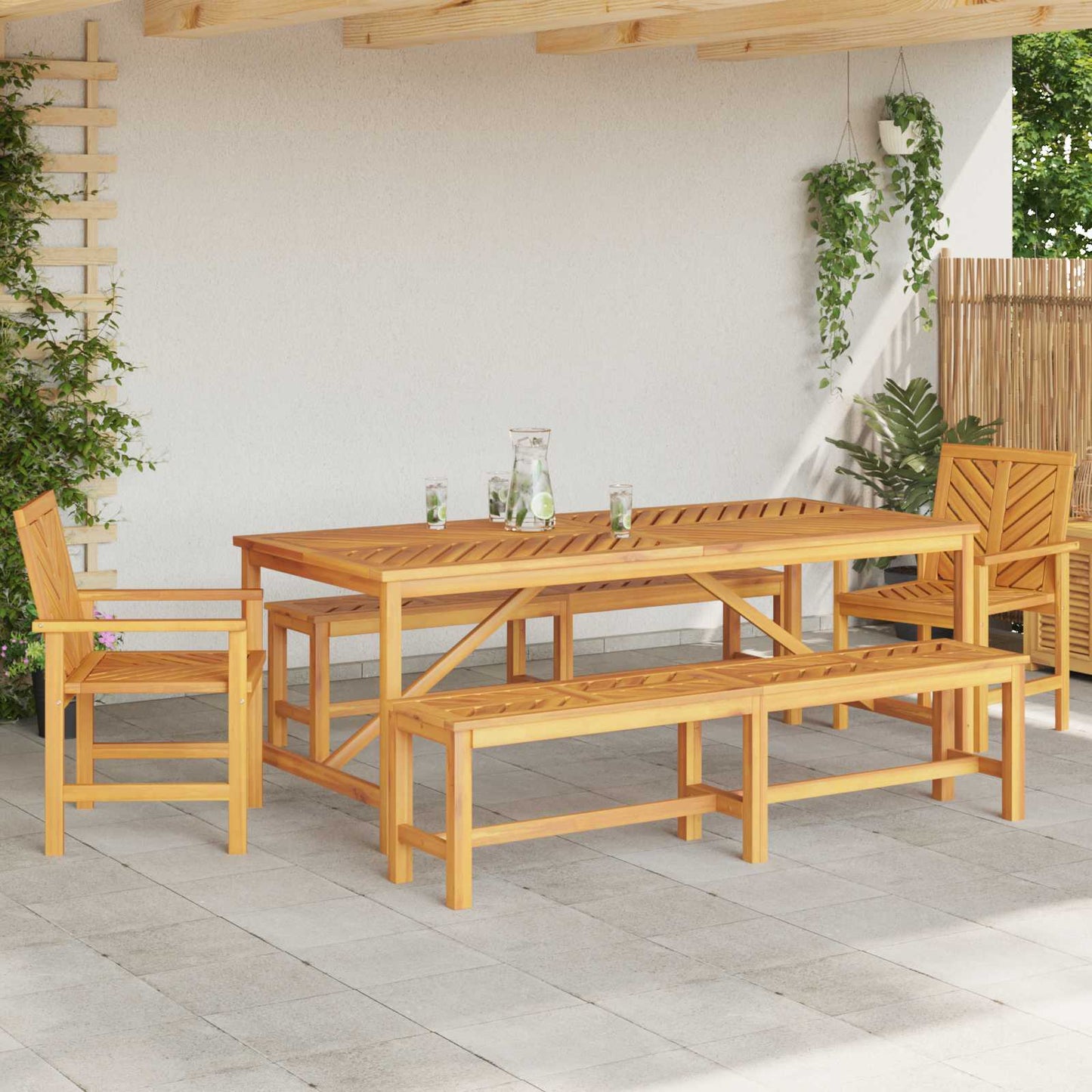 vidaXL Garden Dining Set 5 pcs Brown Solid Acacia Wood 4